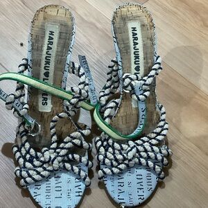 Harajuku Lovers Navy and Cream Women's Sandals